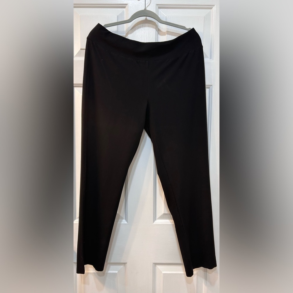 Eileen Fisher Black Pull On Pants Womens Size Large Ponte Knit Stretch Slimming